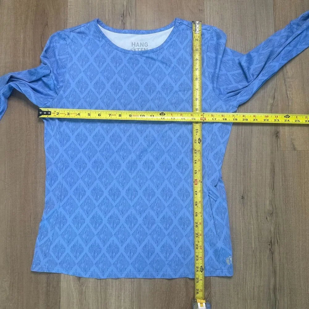 Hang Ten Women's L Large Long Sleeve Rashguard Diamond Design UPF 50+